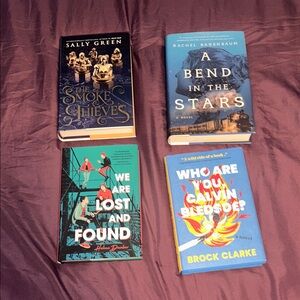 Set of 4 Hardcover Books with Blue and Teal Covers